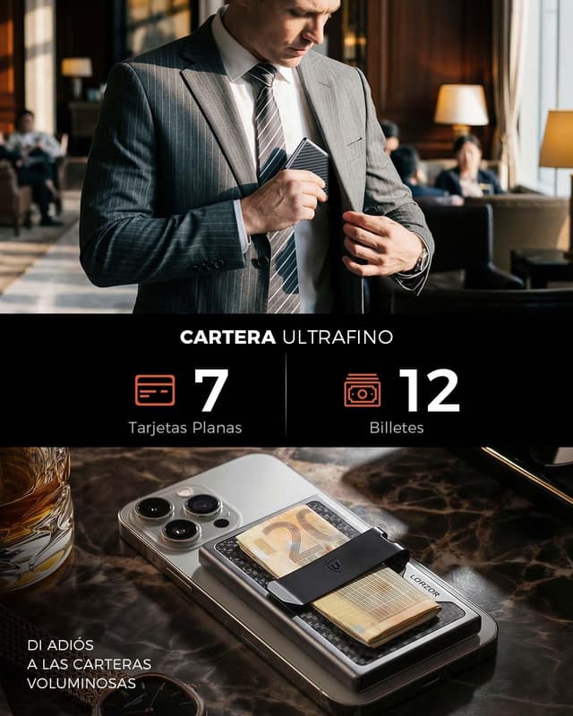 Thumbnail 3 de LORZOR Cartera Tarjetero Hombre Fibra de Carbono