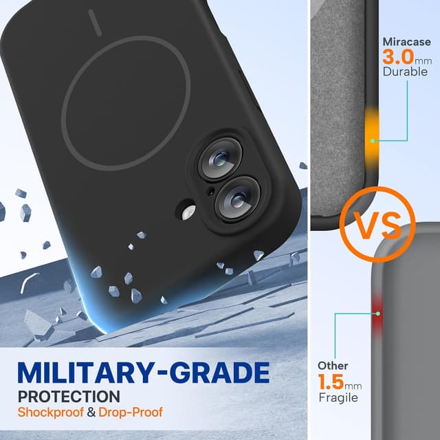 Detalle 2 de Miracase Liquid Silicone Case for iPhone 16 (MagSafe compatible) – Black