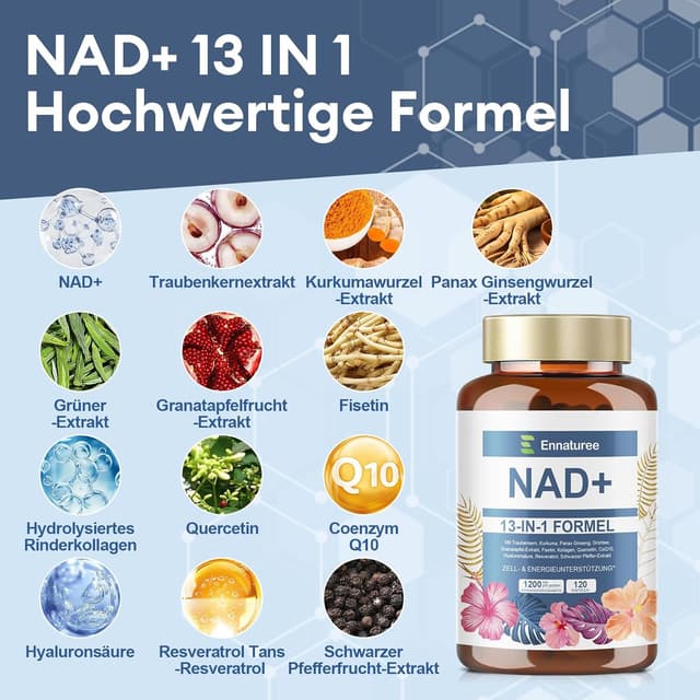 Detalle de NAD Supplement 1200 mg NAD 13, 120 Kapseln