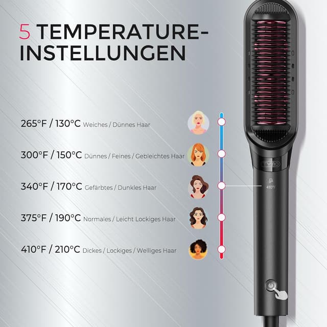 Detalle 2 de TYMO Haarglätterbürste FLIPRO 2-in-1: Glätten & Locken mit Ionen-/Keratin-Glättbürste