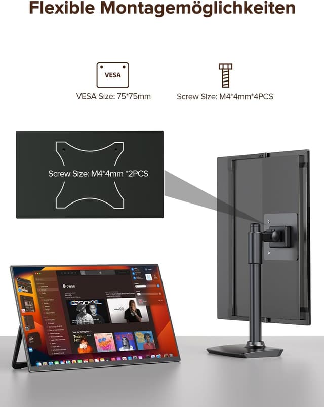 Detalle de Newsoul Portable Monitor Touchscreen (15,6 Zoll, IPS, 1080P) für USB-C & Mini-HDMI