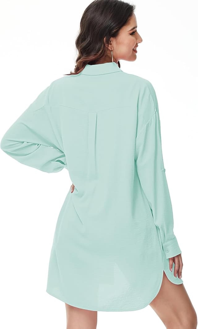 Detalle 2 de Tanmolo Damen Bluse V-Ausschnitt Langarm