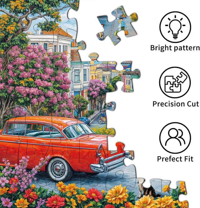 Detalle 2 de MOJIGE Puzzle 1000 Teile „Stadtlandschaft“ für Erwachsene, 70×50 cm, 1000-teiliges Motiv mit Poster