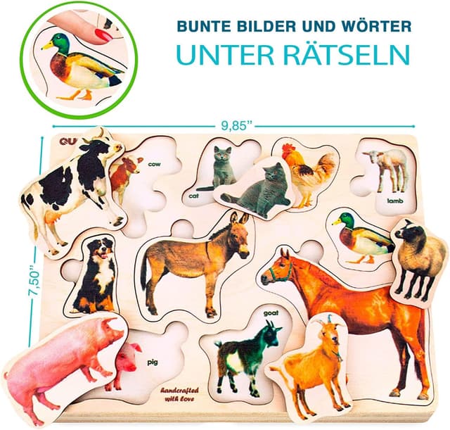 Detalle 2 de QUOKKA Lernpuzzle Steckpuzzle 3er-Set ab 2