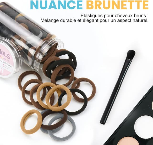 Detalle 1 de HOYOLS lot de 100 élastiques cheveux, 4 cm