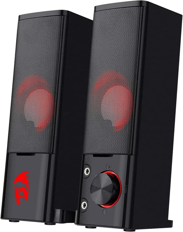 Detalle de Redragon GS550 Orpheus 2.0 Channel PC Gaming Sound Bar Speakers (USB powered, 3.5mm, red backlit)