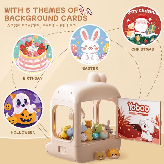 Detalle de 64 PCS Kids Bunny Claw Machine Vending Game (USB or Battery, Back Door for Swapping Prizes)