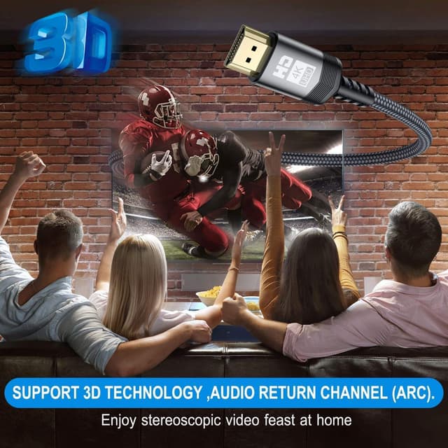 Detalle de sweguard 4K HDMI-Kabel 4 Meter (HDMI 2.0, 4K@60Hz, 18 Gbps) mit ARC/Audio-Rückkanal