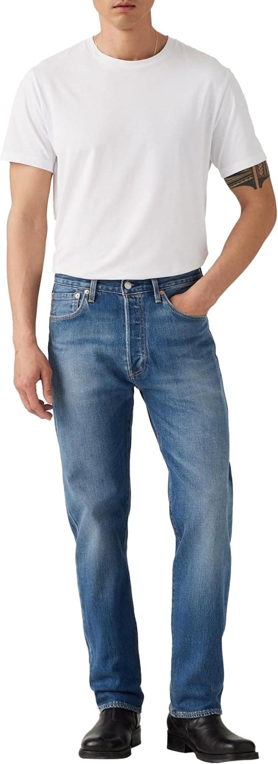Detalle de Levi’s 501 Original “The Fairway” in denim con taglio diritto a 5 tasche (36W x 34L)
