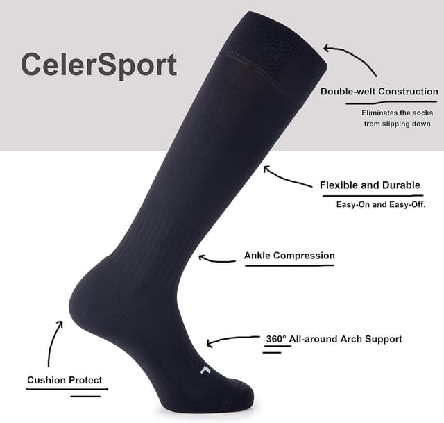 Thumbnail 4 de CS CELERSPORT Soccer Compression Socks 2-Pack