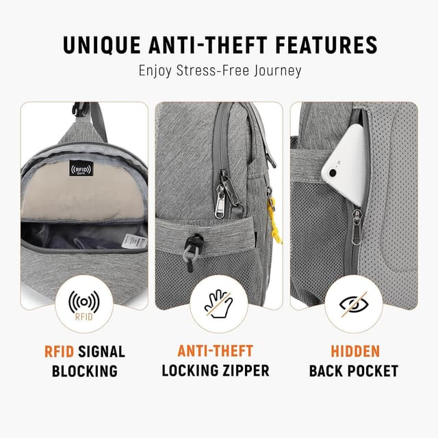 Detalle de SKYSPER anti-theft RFID sling bag crossbody travel bag with multiple compartments