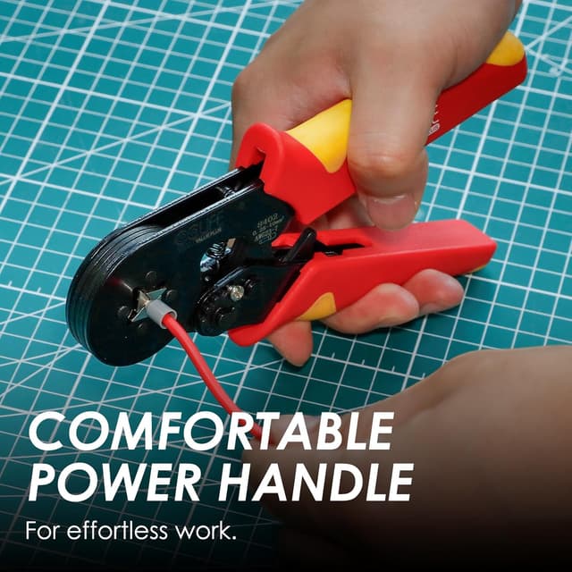 Detalle de CCLIFE Pince à sertir auto-réglable pour câbles 0,25 à 10 mm² (AWG 23-7) avec 1200 embouts