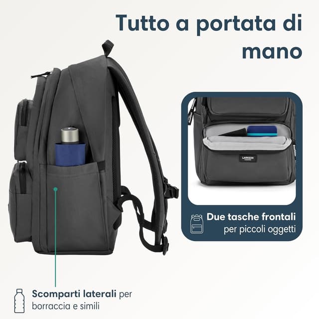 Detalle 2 de LARKSON Zaino scuola grigio 16 pollici