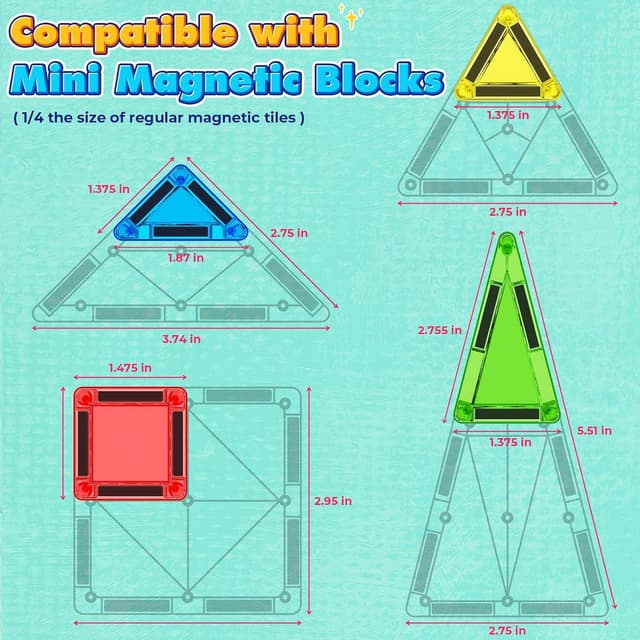 Detalle 2 de 40PCS Mini Magnetic Tiles 40-piece set for toddlers 🧩