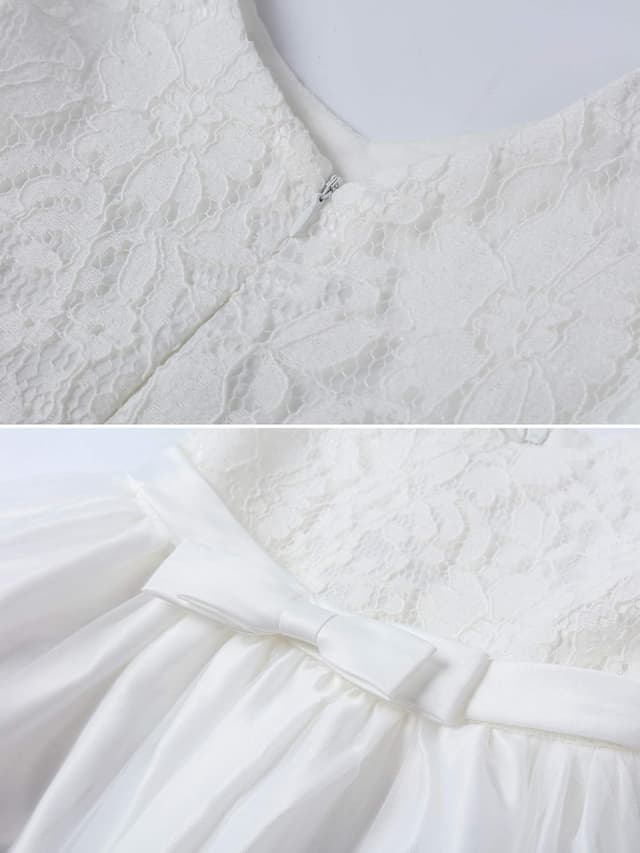 Detalle de LZH Baby Girls Ruffle Lace Backless Dress with Headwear & Bowknot (Pageant, Wedding & Party)