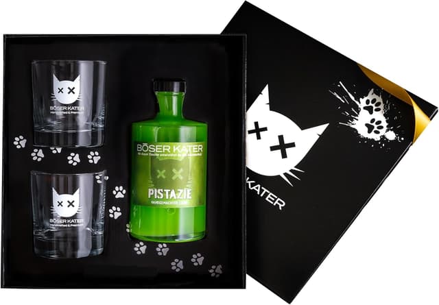 Detalle de BÖSER KATER Pistazien Likör Geschenkset 0,5 l