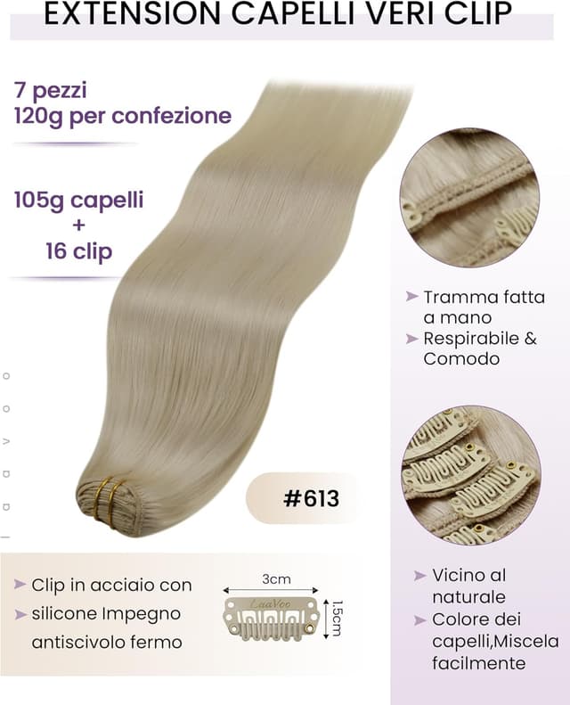 Detalle de LaaVoo extension capelli 40 cm 7pcs #613