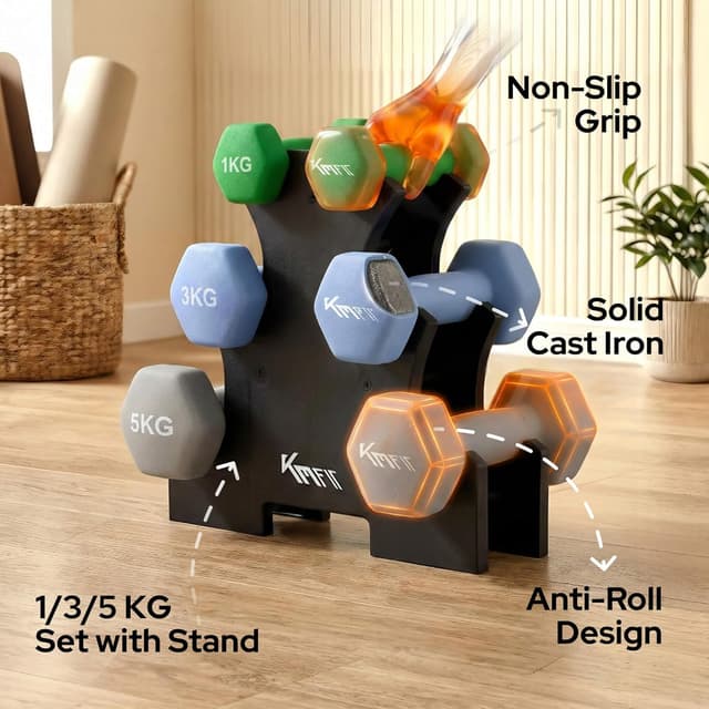 Thumbnail 1 de KM-Fit Hantelset 18 kg Neopren Kurzhanteln 🏋