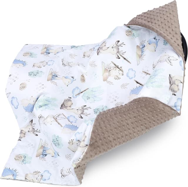 Detalle de Einschlagdecke für Babyschale 90x90 cm – Fußsack/Blanket für Kinderwagen & Autositz (Minky, Oeko-Tex)