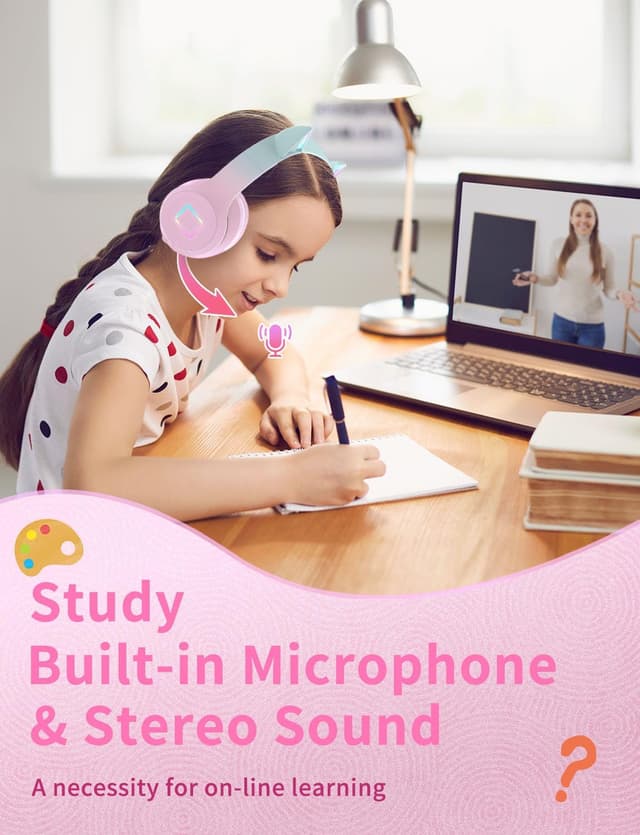 Detalle de Cat Ear LED Kids Wireless Headphones 5.1