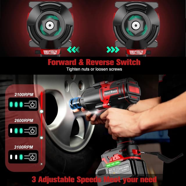 Detalle de Bamse Impact Wrench Cordless 1/2in brushless impact driver (21V) with 4000mAh battery, fast charger and 5 sockets
