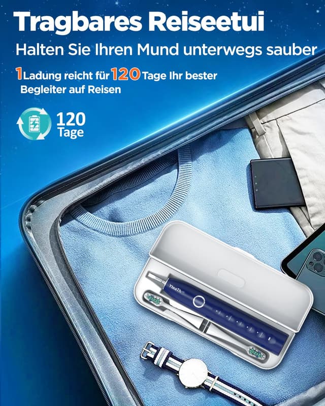 Thumbnail 6 de Elektrische Schallzahnbürste für Erwachsene & Kinder mit 8 Bürstenköpfen, Timer und 5 Putzmodi