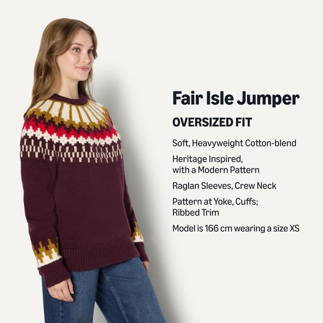 Detalle de Amazon Essentials women’s oversized-fit Fair Isle crewneck jumper (Demi’s pick)