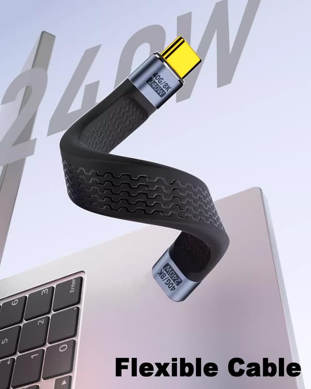 Detalle de Duttek USB‑C Verlängerungskabel (240 W, 13 cm, 40 Gbit/s) – USB‑4-konform mit 8K@60 Hz