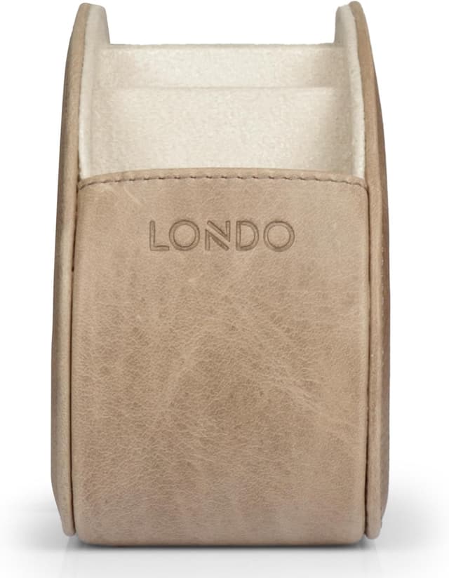 Detalle de Londo Remote Control Holder with 5 Pockets in Genuine Leather (Italian) — Slim Storage for Remotes