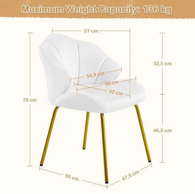 Thumbnail 2 de Yaheetech Poltrona Shell in velluto 56 cm