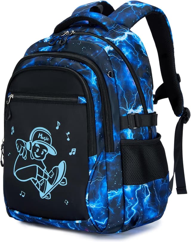 Detalle de Amythe Zaino per ragazzi grande con luce notturna e scomparto 15,6” per scuola e uso casual