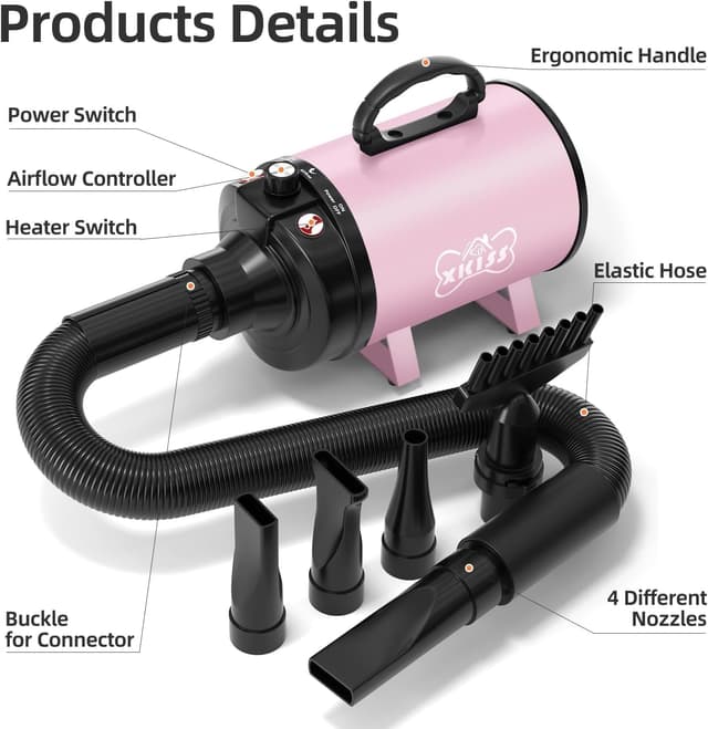 Thumbnail 1 de XKISS Hundfön asciugacapelli cani 3200W rosa