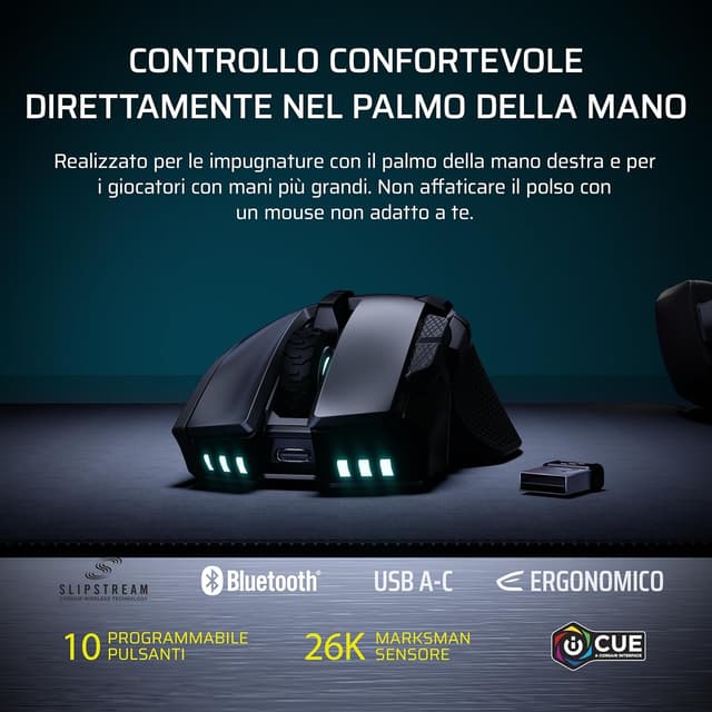 Detalle 2 de Corsair IRONCLAW WIRELESS SE Mouse Da Gioco