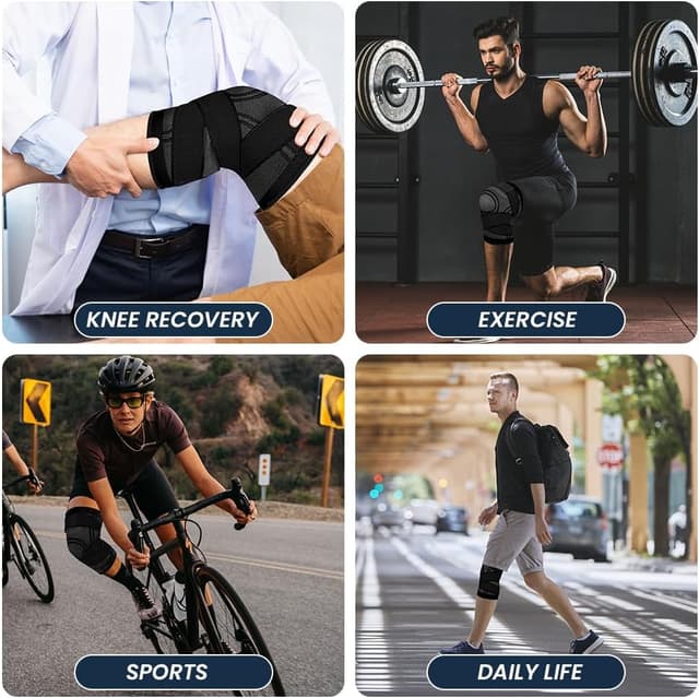 Thumbnail 6 de Fefod Genouillère de sport élastique réglable (compression rotulienne et ligamentaire) pour running, cyclisme