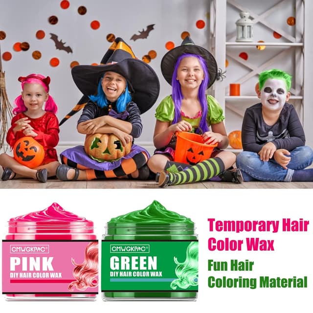 Detalle 2 de 4-Color Temporary Hair Color Wax (Purple, Green, Blue, Pink) — Instant Party Hair Dye Spray/Wax for Teens & Adults