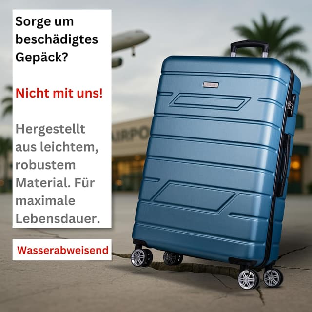 Detalle de NOWI Hartschalenkoffer XL (100 l) mit 8 360°-Rollen, Zahlenschloss & Teleskopgestänge – türkis