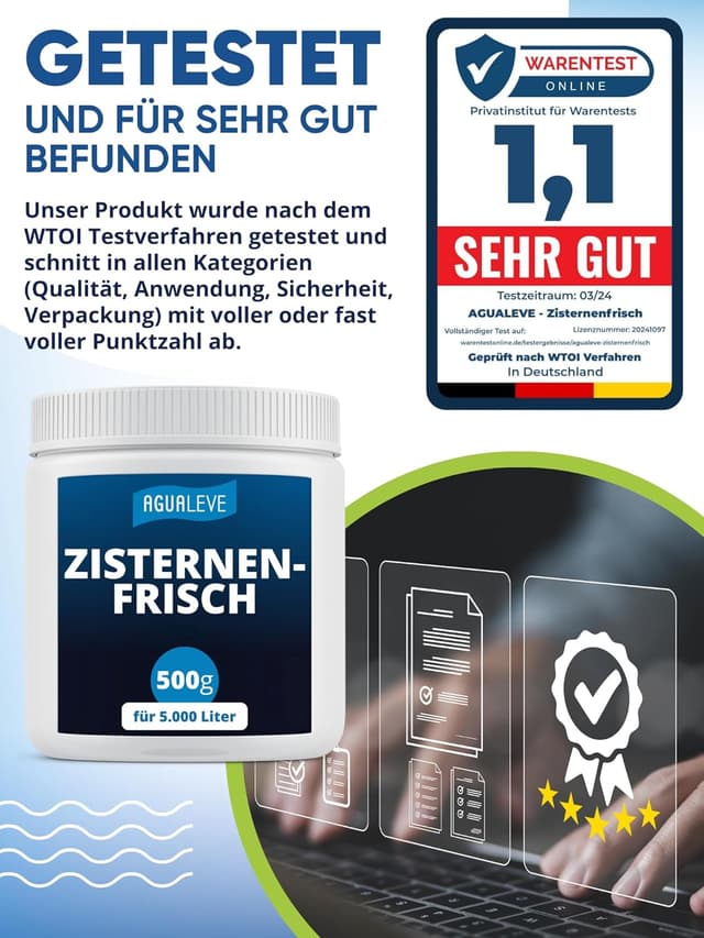 Detalle de AGUALEVE® Zisternenfrisch 500 g – hält Regenwasser frisch, rein & gießtauglich