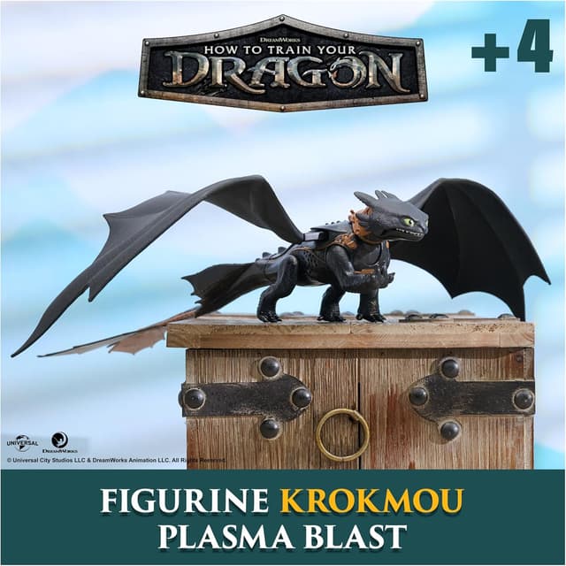 Detalle de Figurine articulée interactive Krokmou « Plasma Blast » DreamWorks Dragons (38 cm) – cadeau enfant dès 4 ans