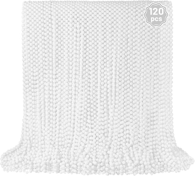 Detalle de YAXINRUI 120-Pack White Mardi Gras Beads (33 in) Round Throw Beads for Parties & Parades