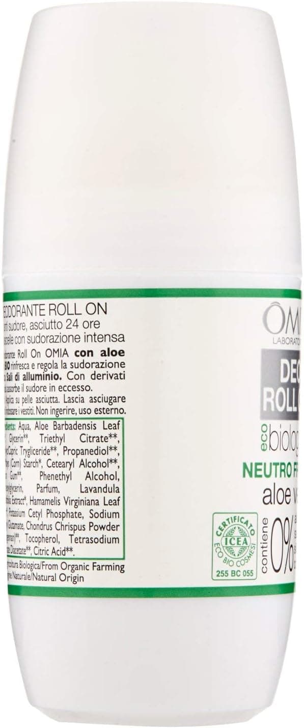 Detalle 2 de Omia Ecobio Deo Roll On con Aloe Vera senza sali di alluminio, antitraspirante 50 ml