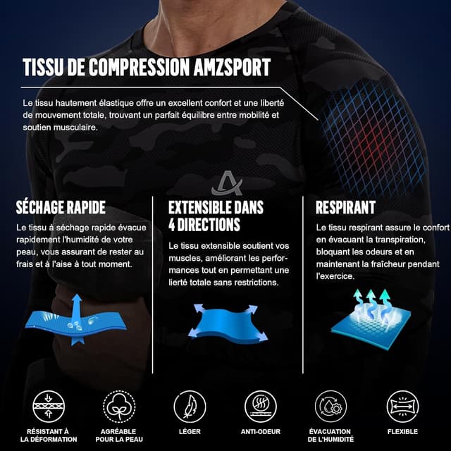 Thumbnail 3 de AMZSPORT Maillot de compression 4‑sens