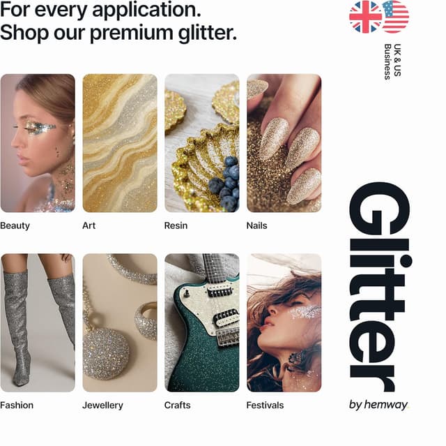 Thumbnail 3 de Hemway Ultra Sparkle Glitter Gold Holographic 100g