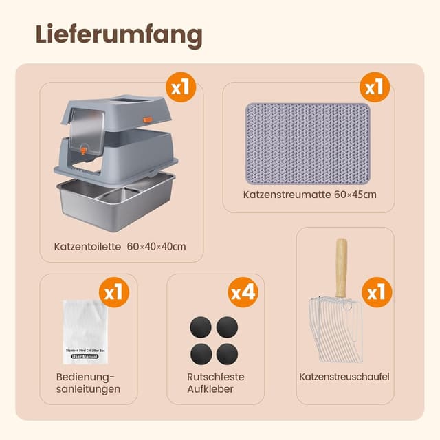 Thumbnail 5 de Katzenklo Edelstahl mit Deckel XL 60 x 40 x 40 cm