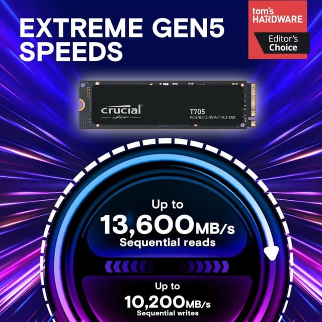 Detalle 2 de Crucial T705 SSD 4 TB NVMe Gen5 14.500 MB/s 🚀