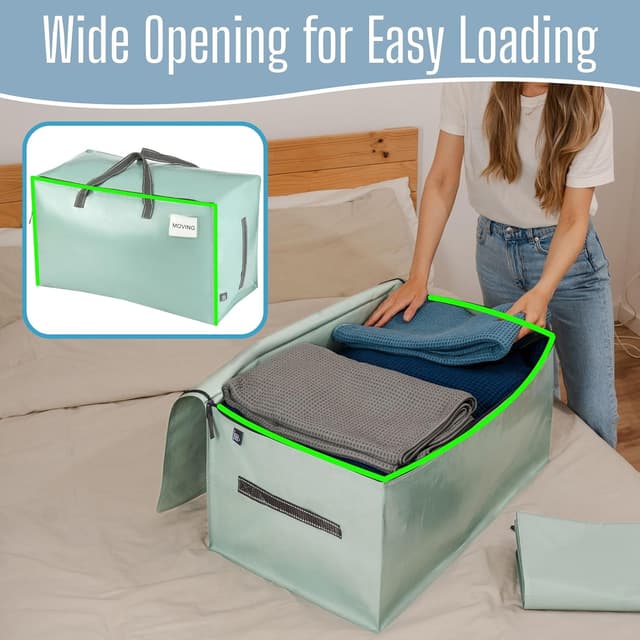 Detalle 2 de VENO 8 Pack Heavy-Duty Oversize Large Storage Bag Organiser (Water-Resistant, Light Green) – 8 Pack