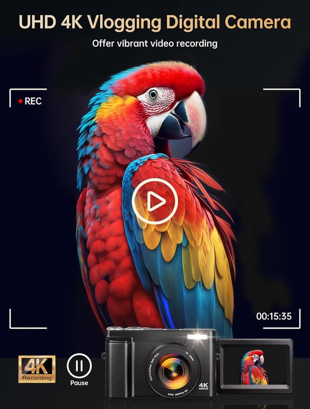 Detalle 2 de XNSIAKXA 4K 64MP WiFi Vlogging Camera