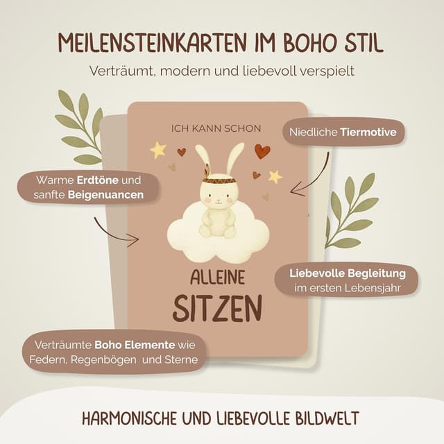 Detalle 2 de WELTWERK Meilensteinkarten Baby 60 Monatskarten