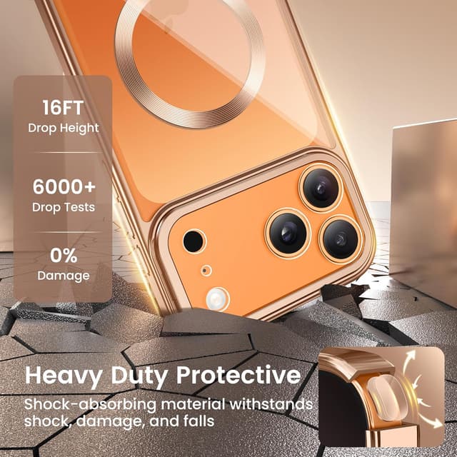 Thumbnail 6 de GolbinBox iPhone 17 Pro Case with Stand (6.3 inches) for MagSafe, Rose Gold/Clear