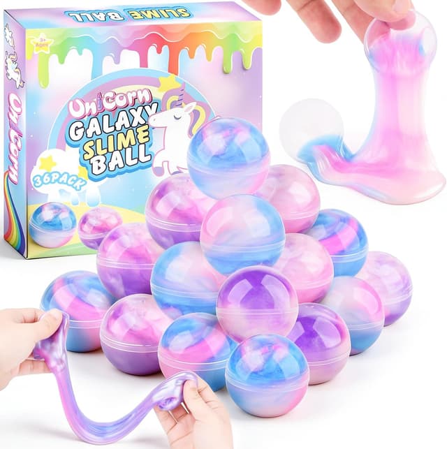 Detalle de 36-Pack Unicorn Galaxy Slime Balls (non-sticky, mess-free) for kids and party goodie bags