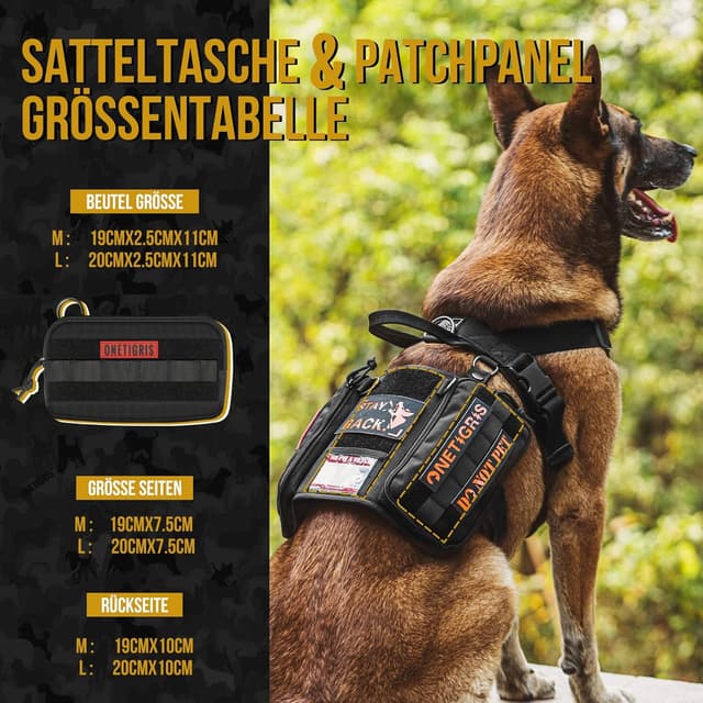 Detalle de OneTigris Servizio: pettorina per cani con 3 anelli a D in acciaio inox e grande capacità